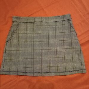 Women's Grey Sz XL Plaid Fitted Mini Skirt Preppy Officesiren